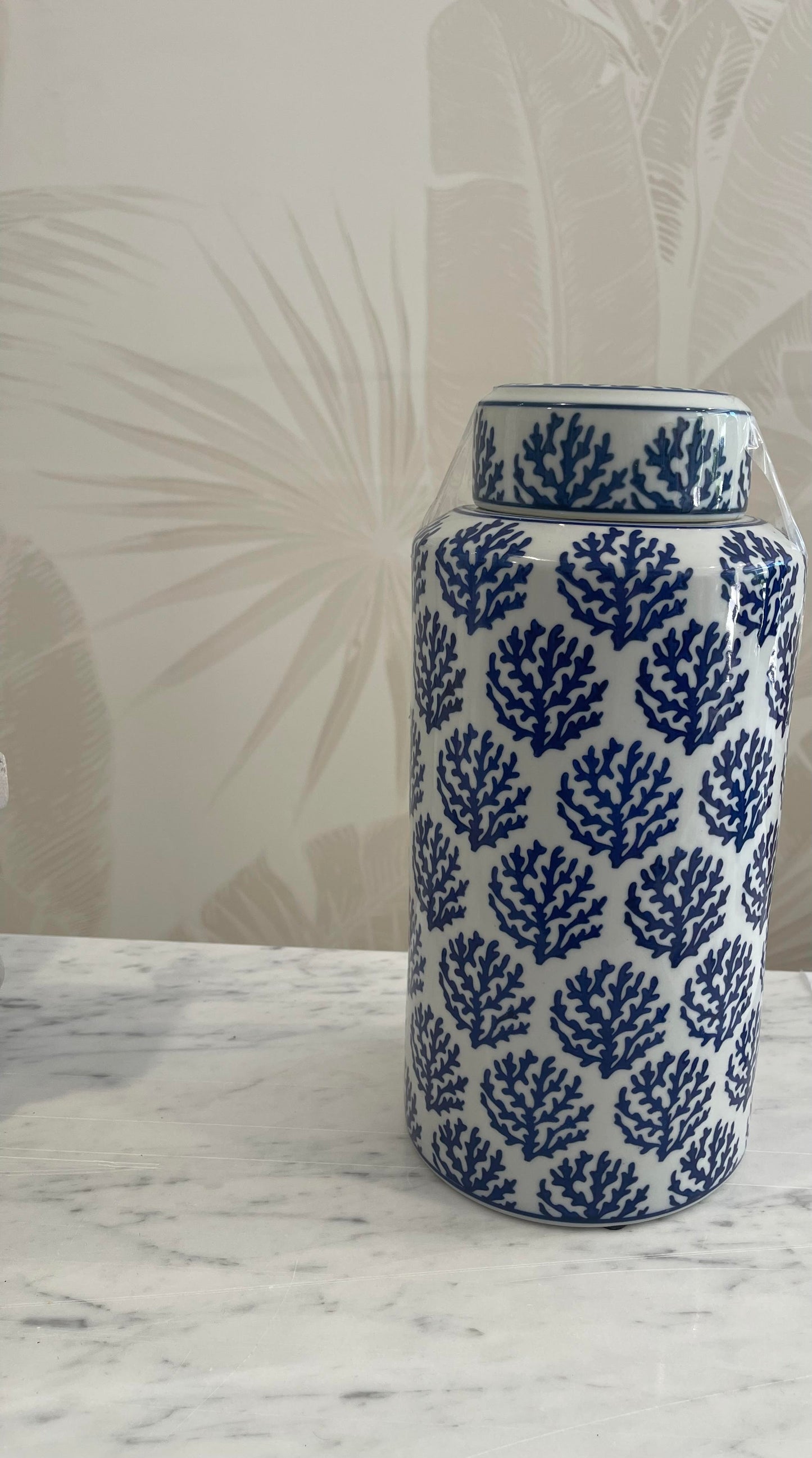 AIRLIE PORCELAIN BLUE CORAL JAR