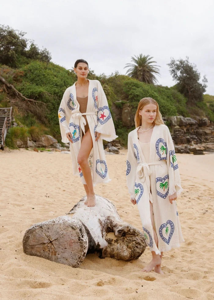 Cie Cie Natural Long Robe - Palm