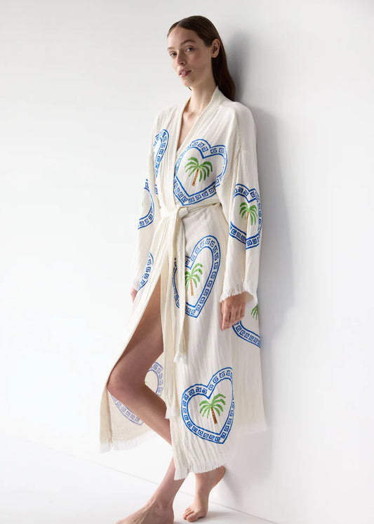 Cie Cie Natural Long Robe - Palm