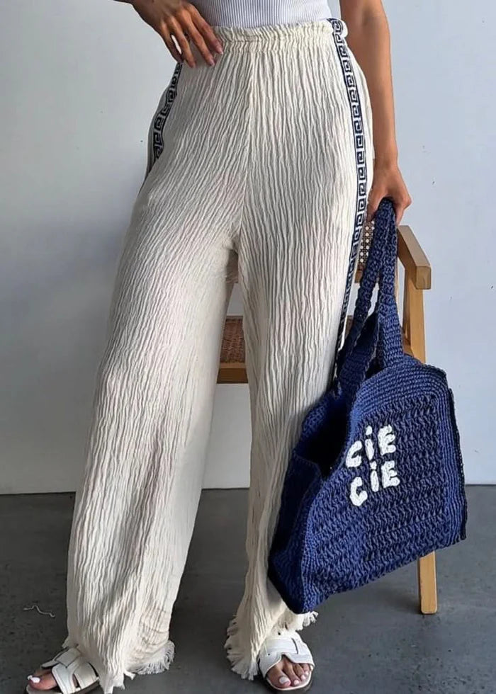 Surf Pants (Natural with Navy Trim)