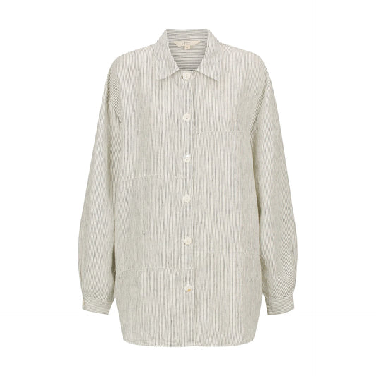 Oversized Linen Shirt (Pin Stripes)
