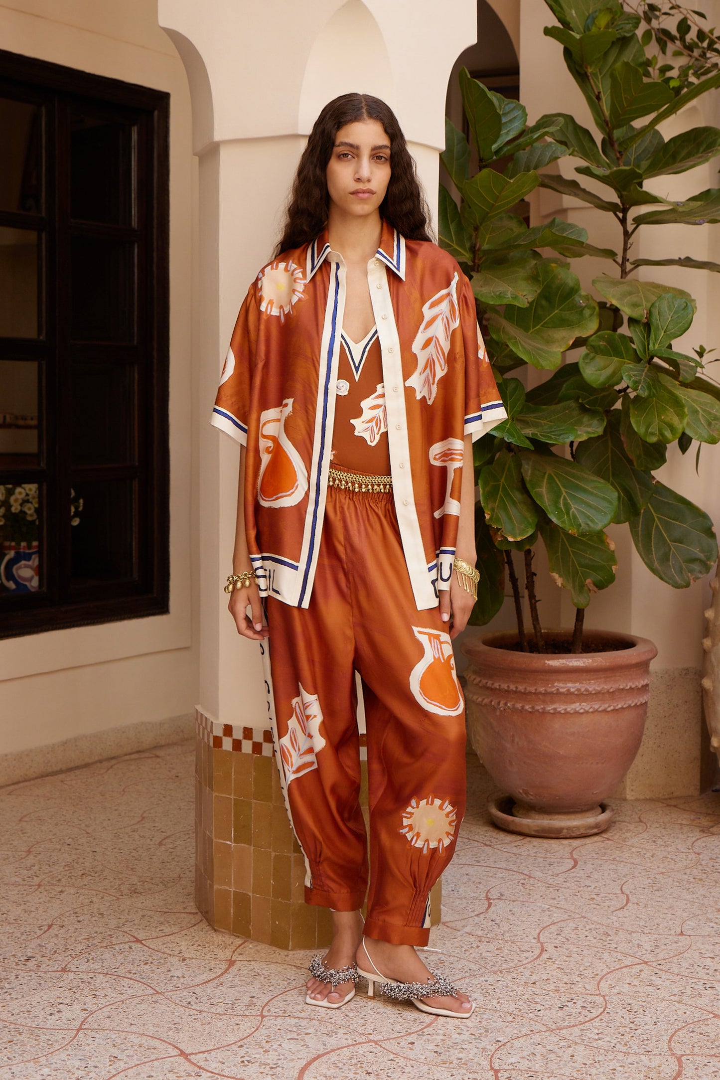 Soleil D'Amour Tapered Silk Pant