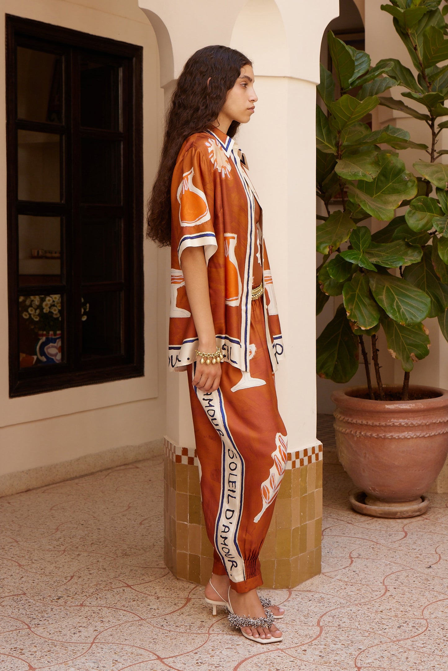 Soleil D'Amour Tapered Silk Pant