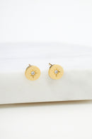Crystal Disk Stud Earring (925 Sterling Silver)