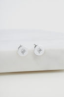 Crystal Disk Stud Earring (925 Sterling Silver)
