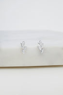 Crystal Leaf Stud Earring (925 Sterling Silver)