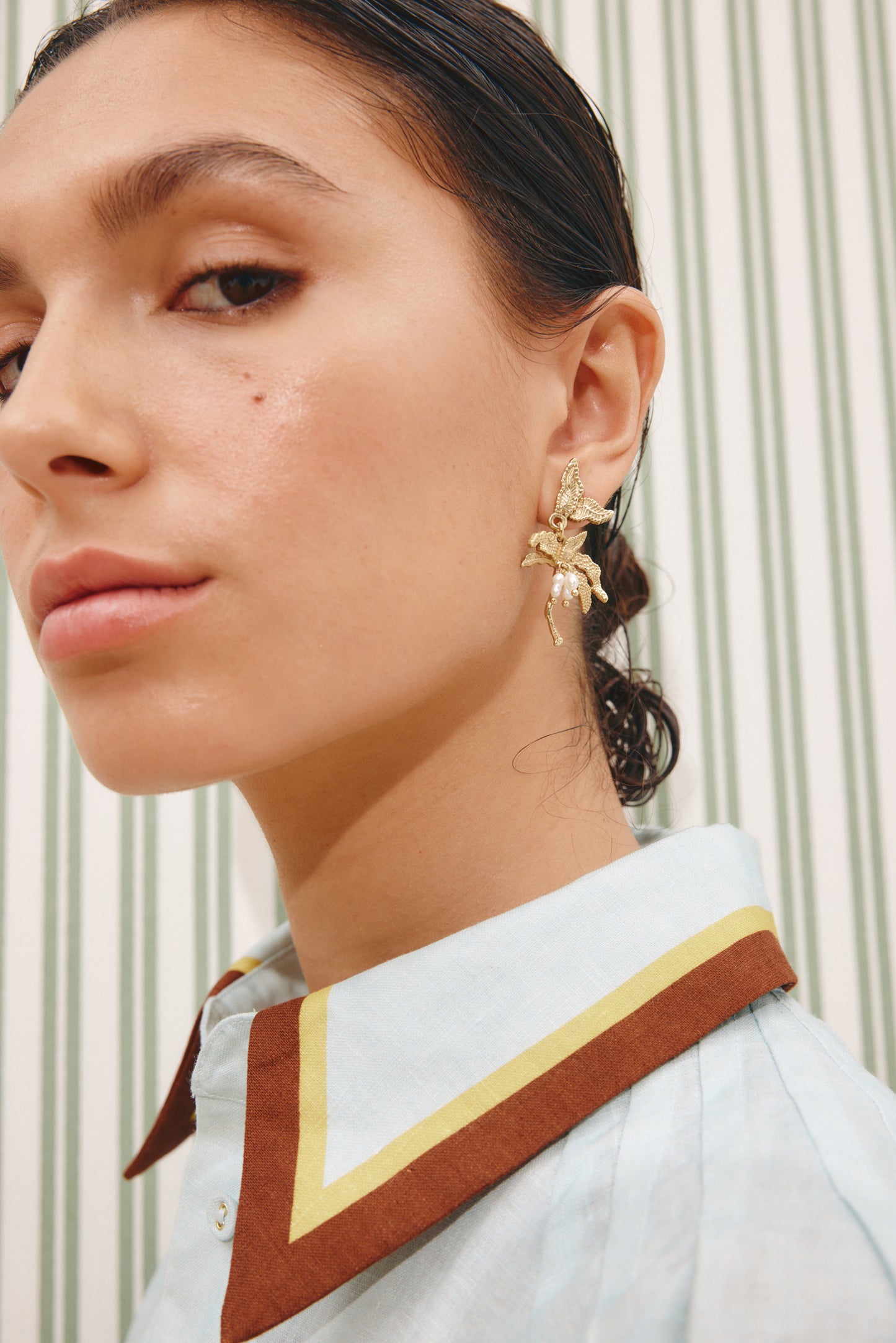 Jem Palm Tree Pearl Earrings