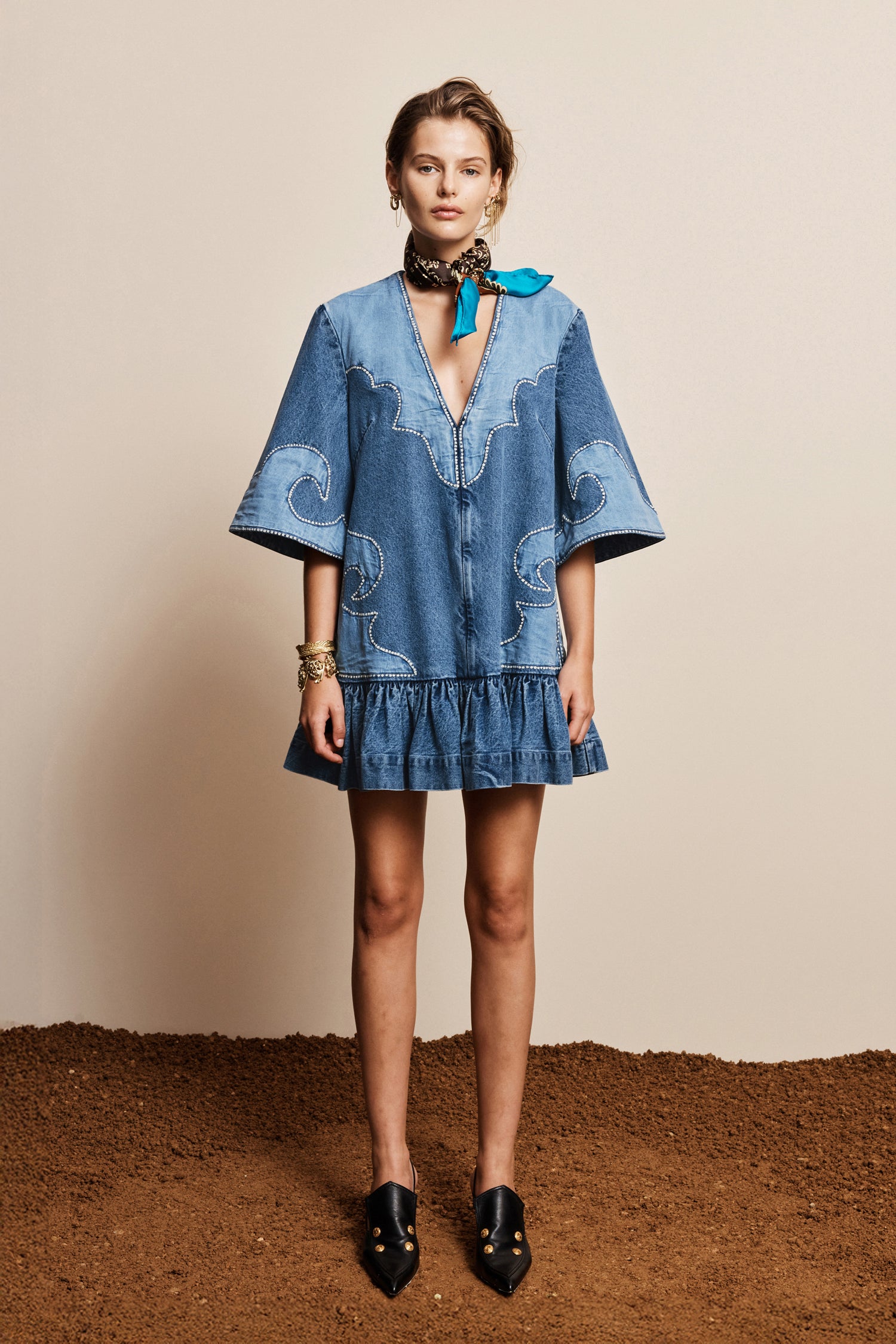 Jesse Denim Applique Mini Dress