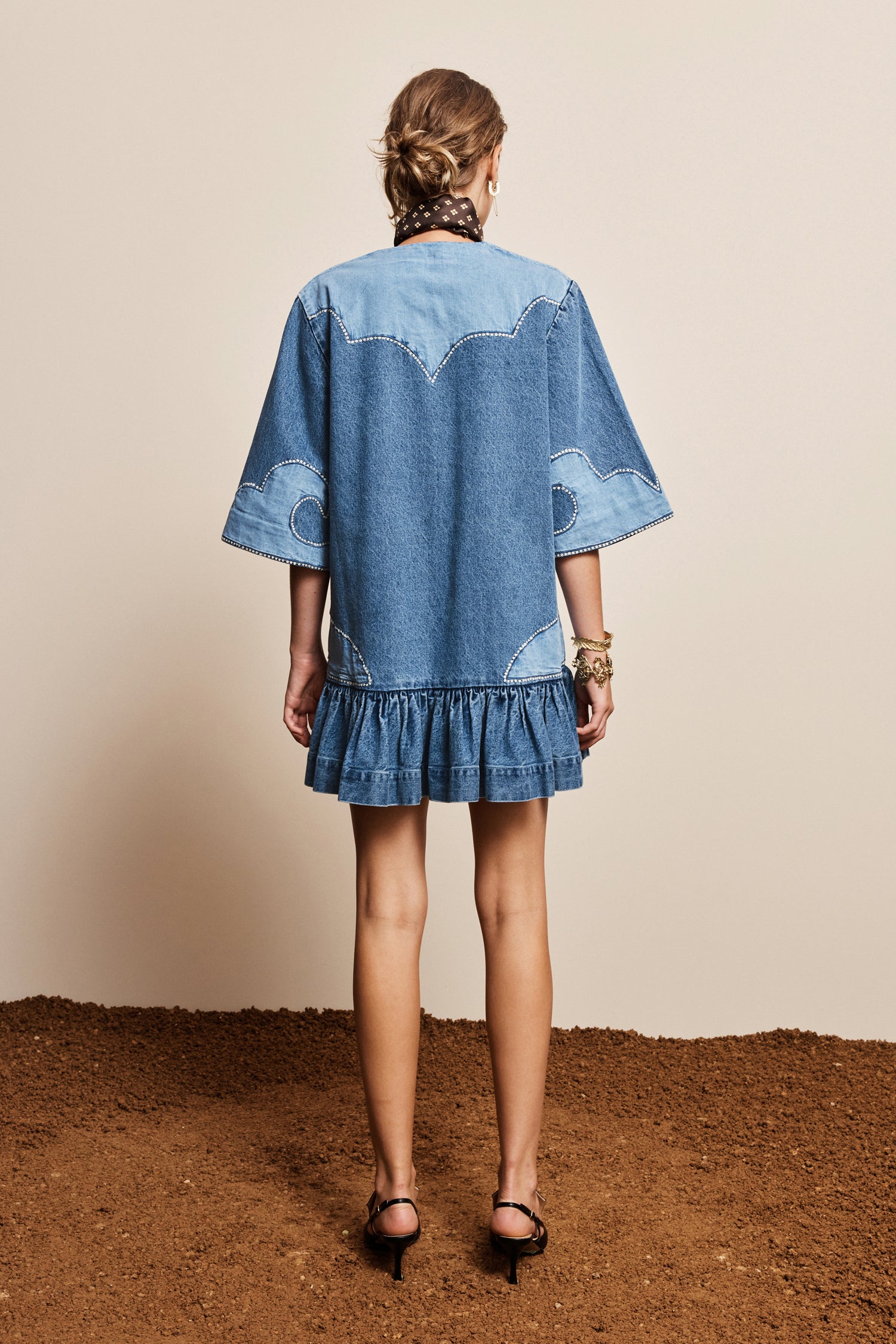 Jesse Denim Applique Mini Dress