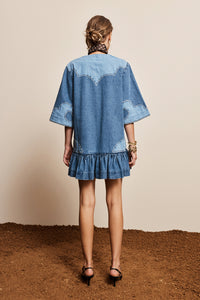 Jesse Denim Applique Mini Dress