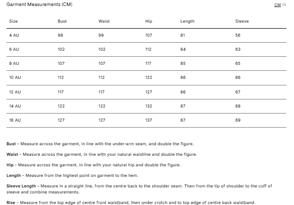 Size Guide for Jesse Denim Applique Mini Dress