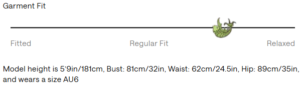 Size Guide for Ali Spliced Mini Dress