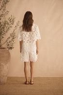 Applique Tie Front Top - Bianca Ornato