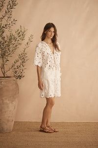 Applique Tie Front Top - Bianca Ornato