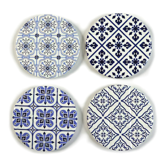 Harlow Ceramic Blue Coaster Set of 4