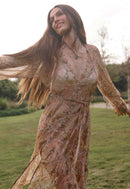 Damask Button Through Gown
