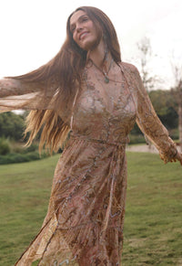 Damask Button Through Gown