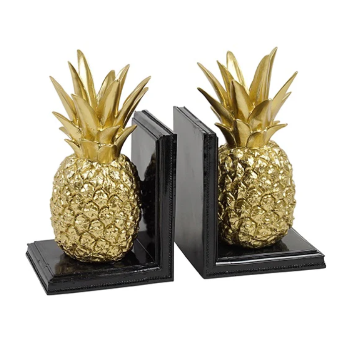 Gold Pineapple Bookends