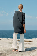 COTTON/TENCEL SHORT T-SHIRT DRESS - WASHED BLACK
