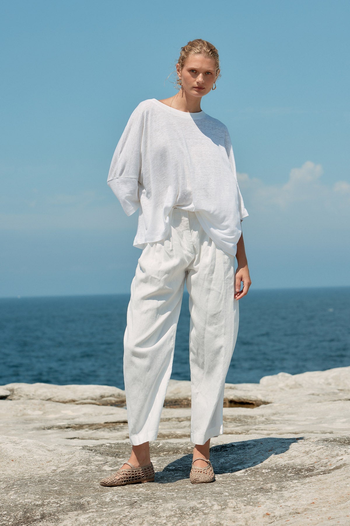 LINEN TEE - WHITE
