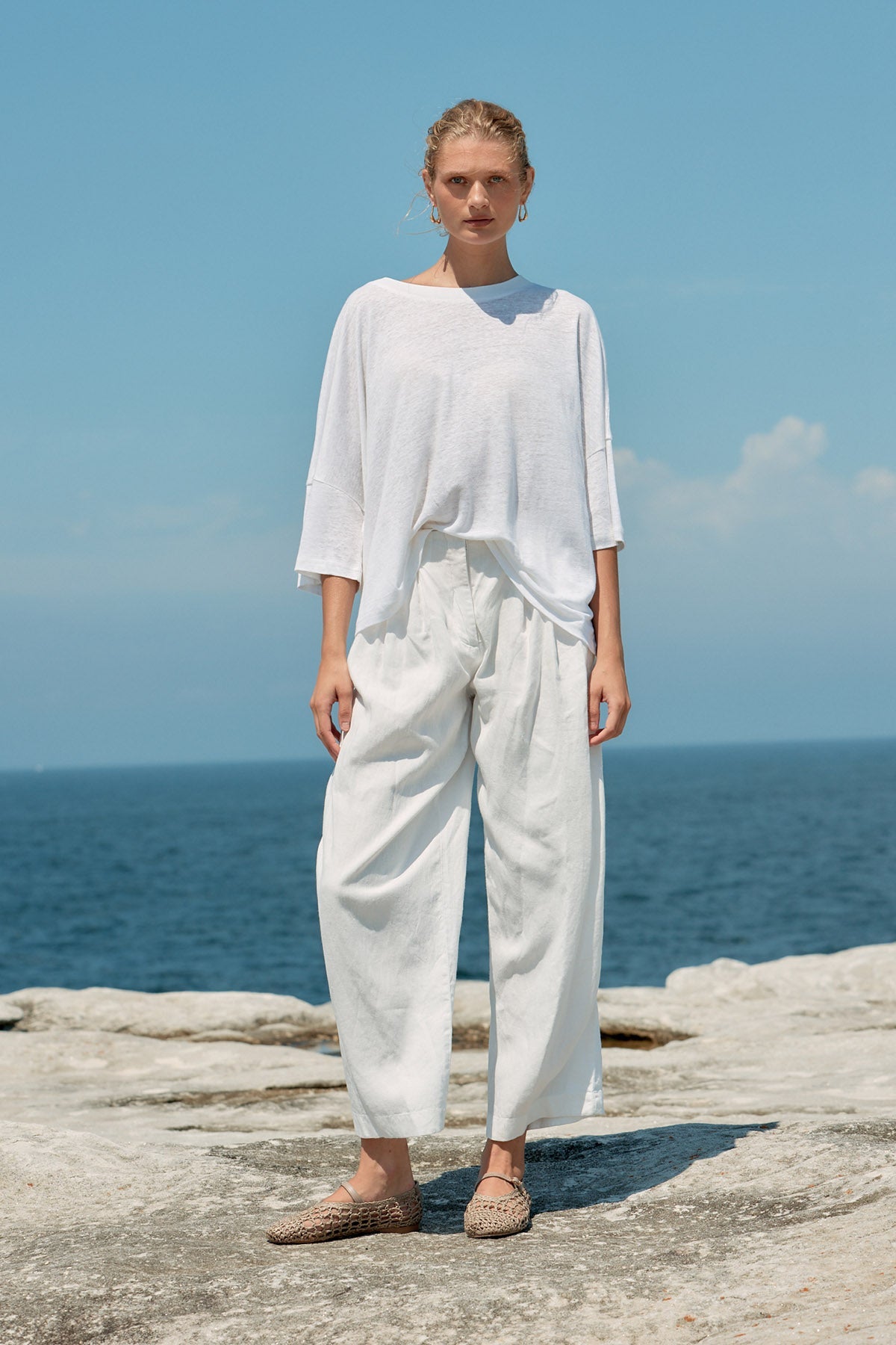 LINEN TEE - WHITE