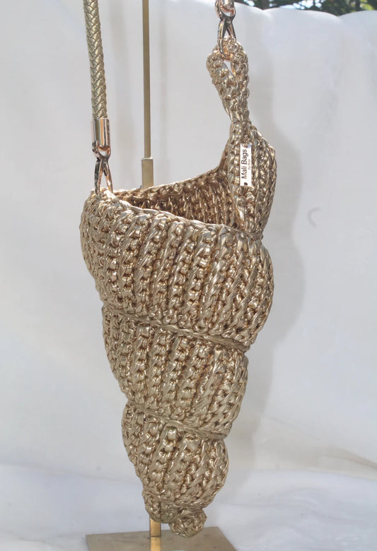 Ariel Cone Seashell Bag (Gold- premium yarn)