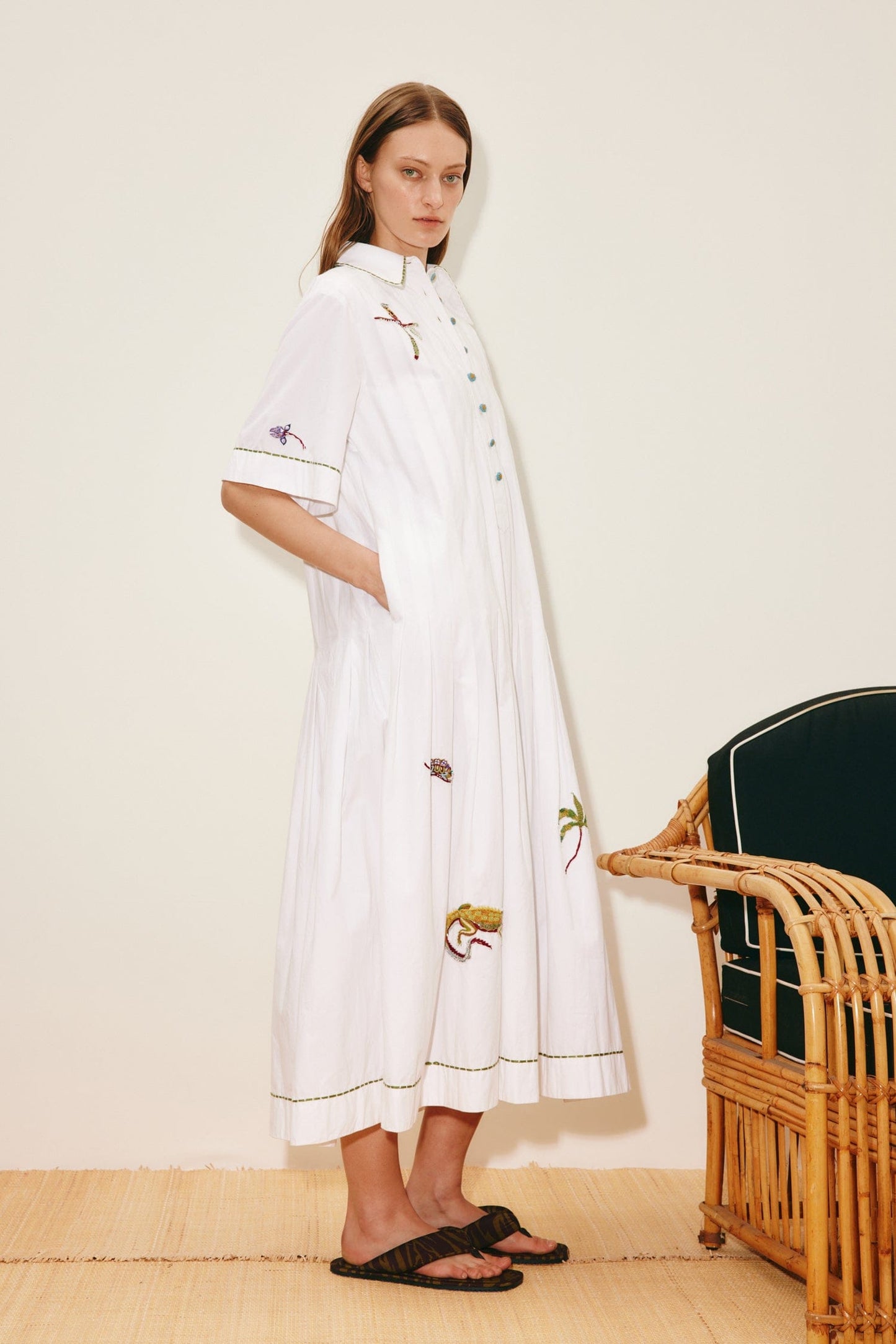 Camelia Embellished Shirtdress