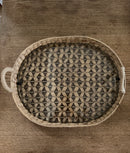 Water Hyacinth Glass Serving Tray
