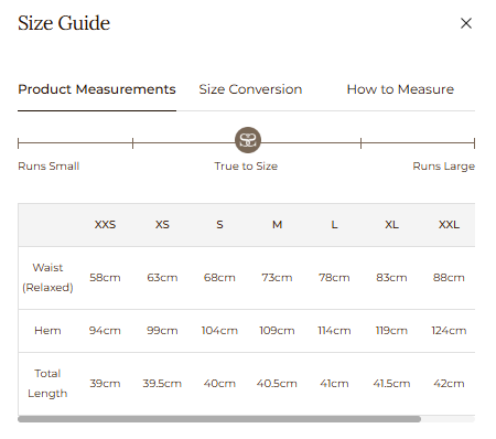 Size Guide for Isola Lace Mini Skirt