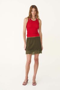 Marina Silk Mini Skirt - Olive