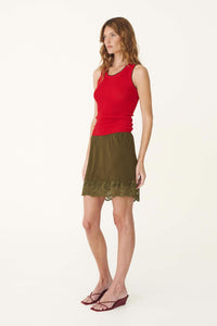 Marina Silk Mini Skirt - Olive