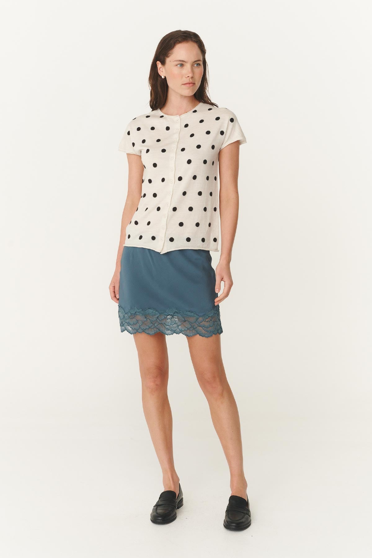 Marina Silk Mini Skirt - Teal Blue