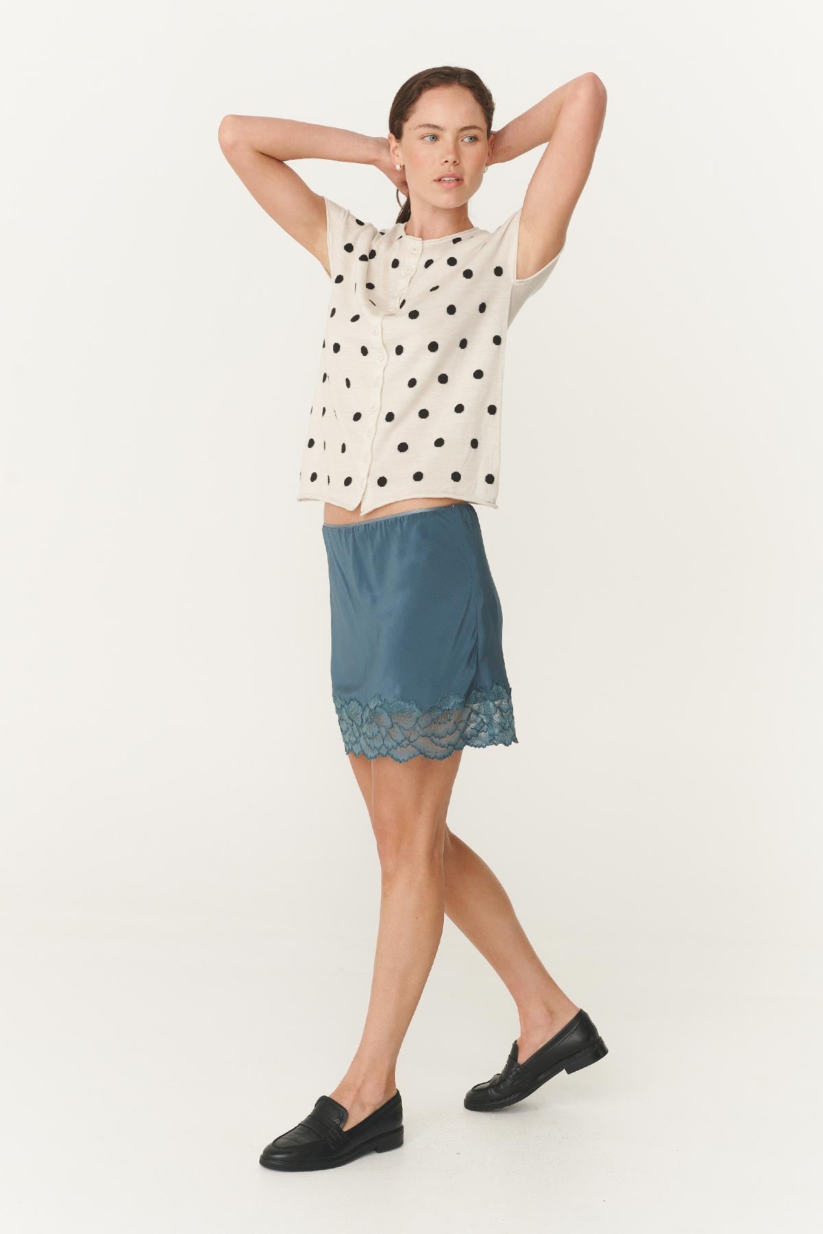 Marina Silk Mini Skirt - Teal Blue