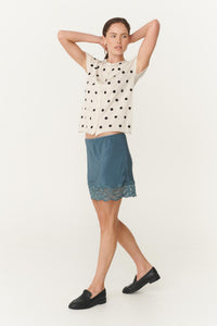 Marina Silk Mini Skirt - Teal Blue