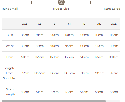 Size Guide for Mila Lace Midi Dress