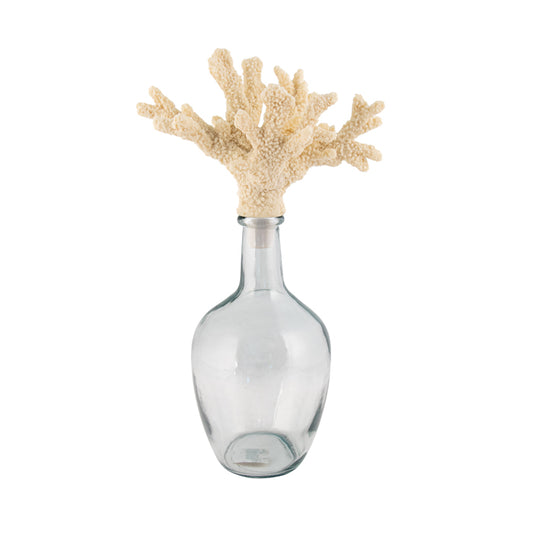 GLASS VASE WITH CORAL STOPPER