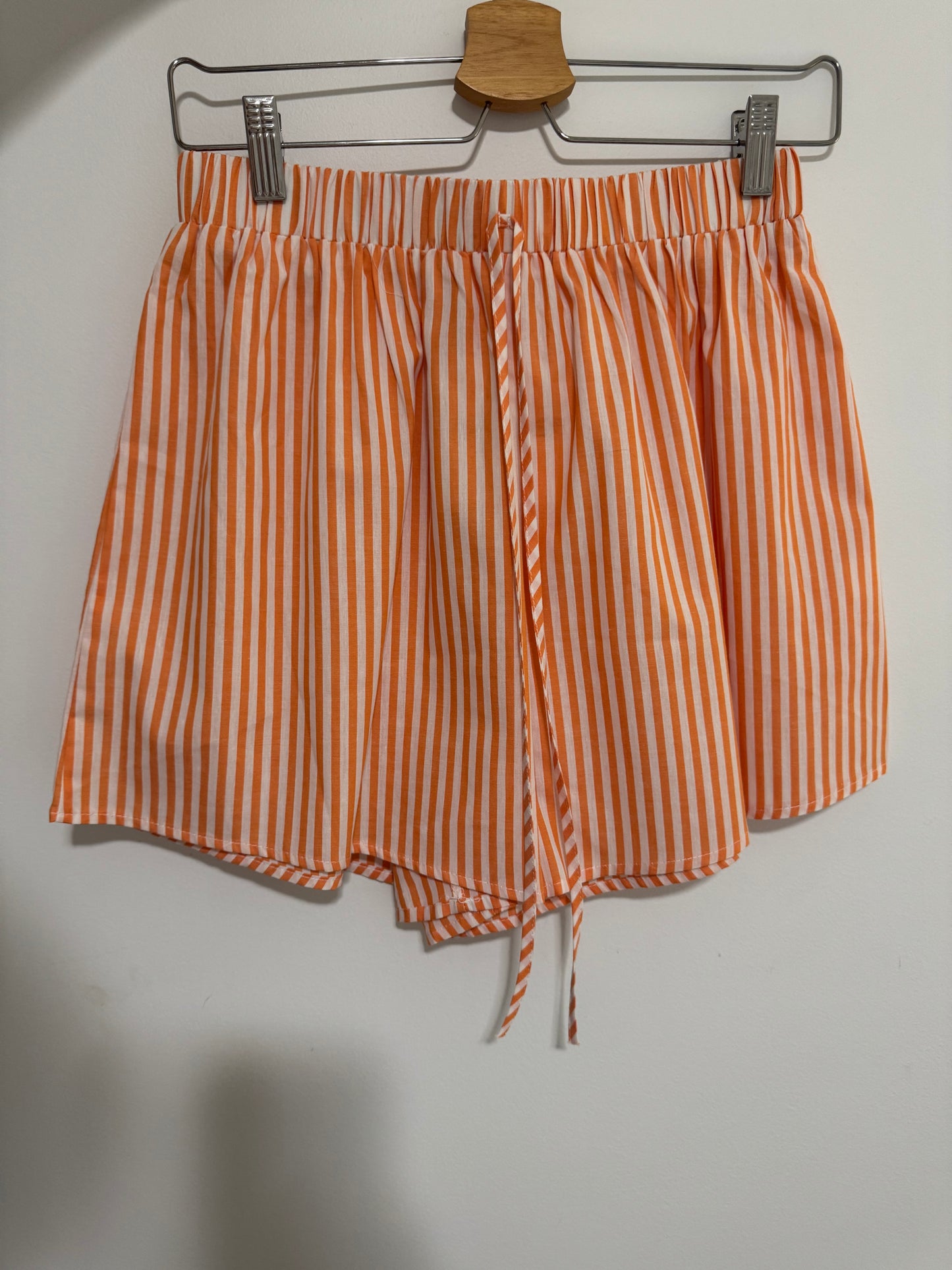 Striped Cotton Shorts Orange/White