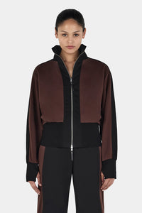 ROSIE ZIP UP JUMPER BLACK CHOC 2-TONE