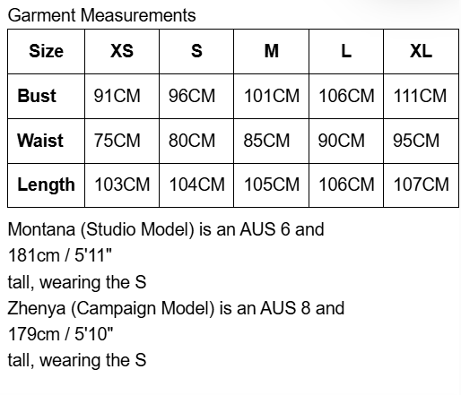 Size Guide for Carla Jacquard Midi Dress