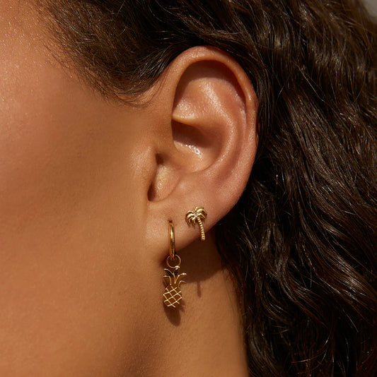 Pineapple - Ananas Gold Earrings