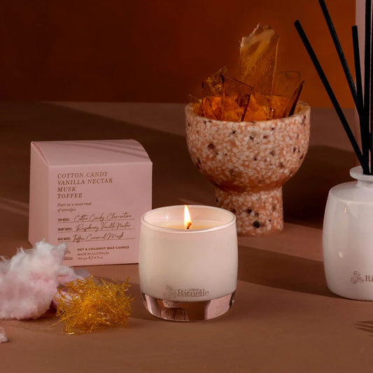 Cotton Candy, Vanilla Nectar, Musk, Toffee Scented Soy Candle | 140gm
