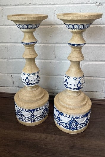 Mediterranean Resin Candle Holders (Pair)