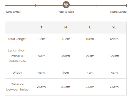 Size Guide for Clandestine Suede Belt