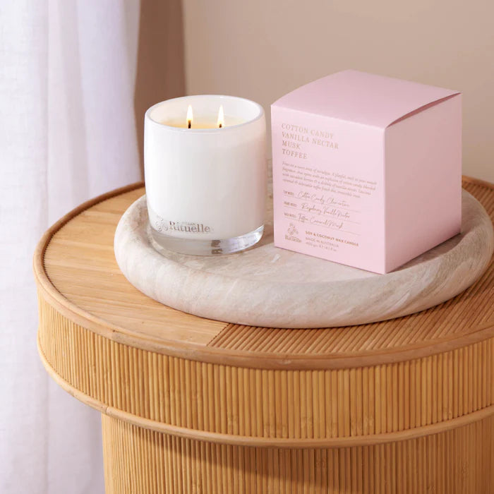 Cotton Candy, Vanilla Nectar, Musk, Toffee Scented Soy Candle | 140gm