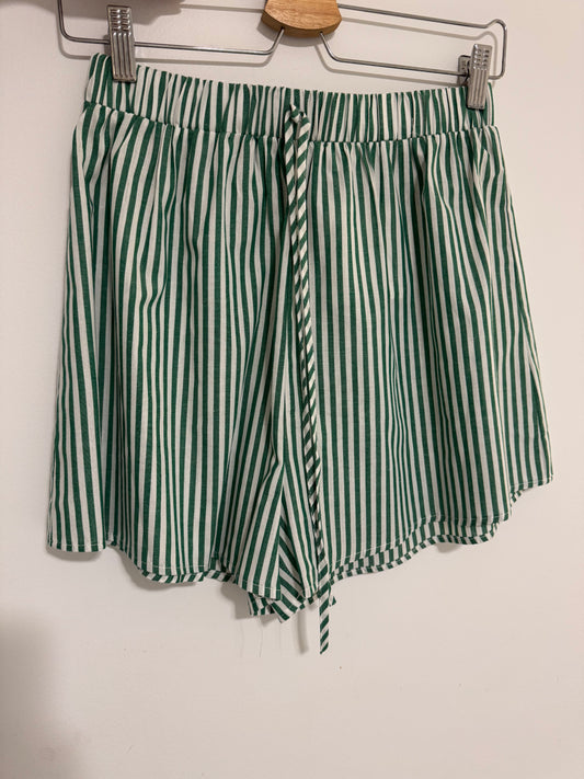 Striped Cotton Shorts Green / White