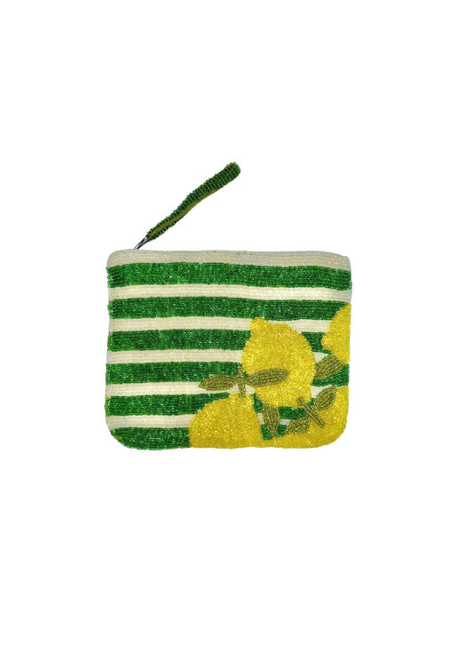 Lemon all over - Hand Beaded Clutch