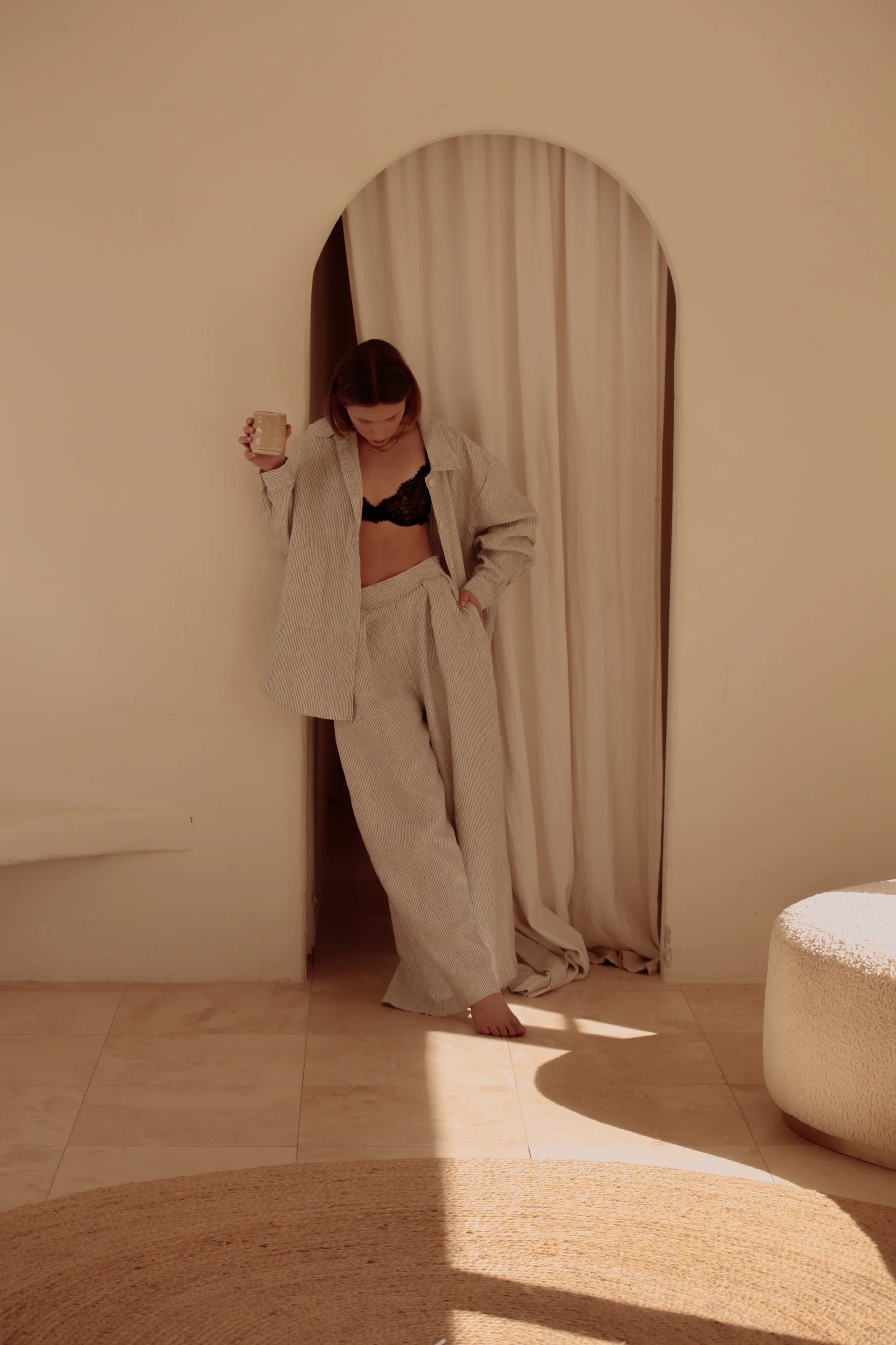 Oversized Linen Shirt (Pin Stripes)