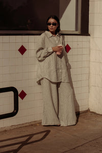 Gia Wide Leg Linen Pant (Pin Stripe)