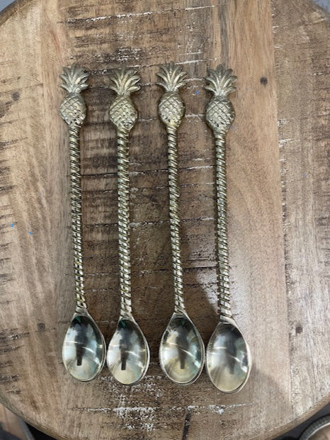Pineapple Brass Cocktail Spoons